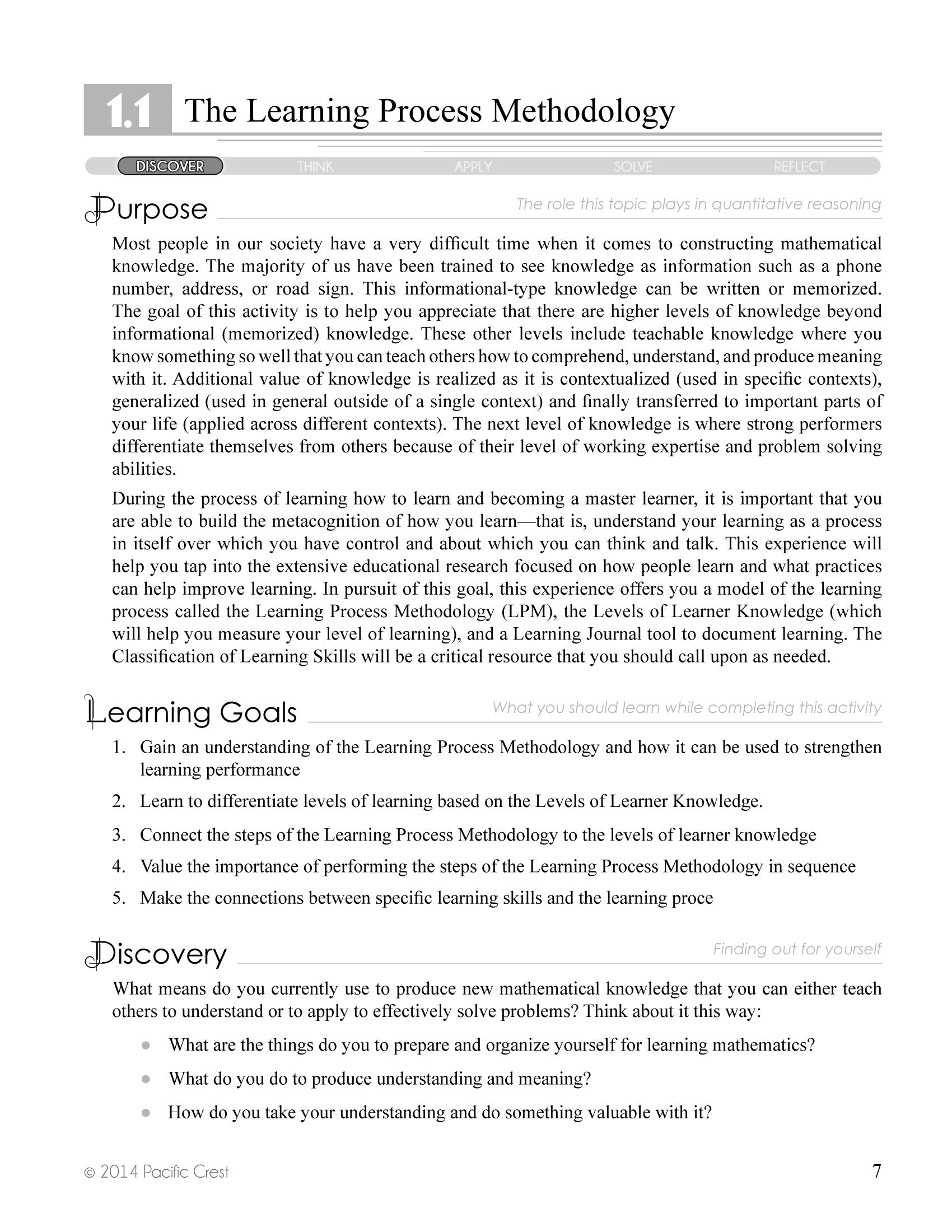 Quantitative Reasoning and Problem Solving