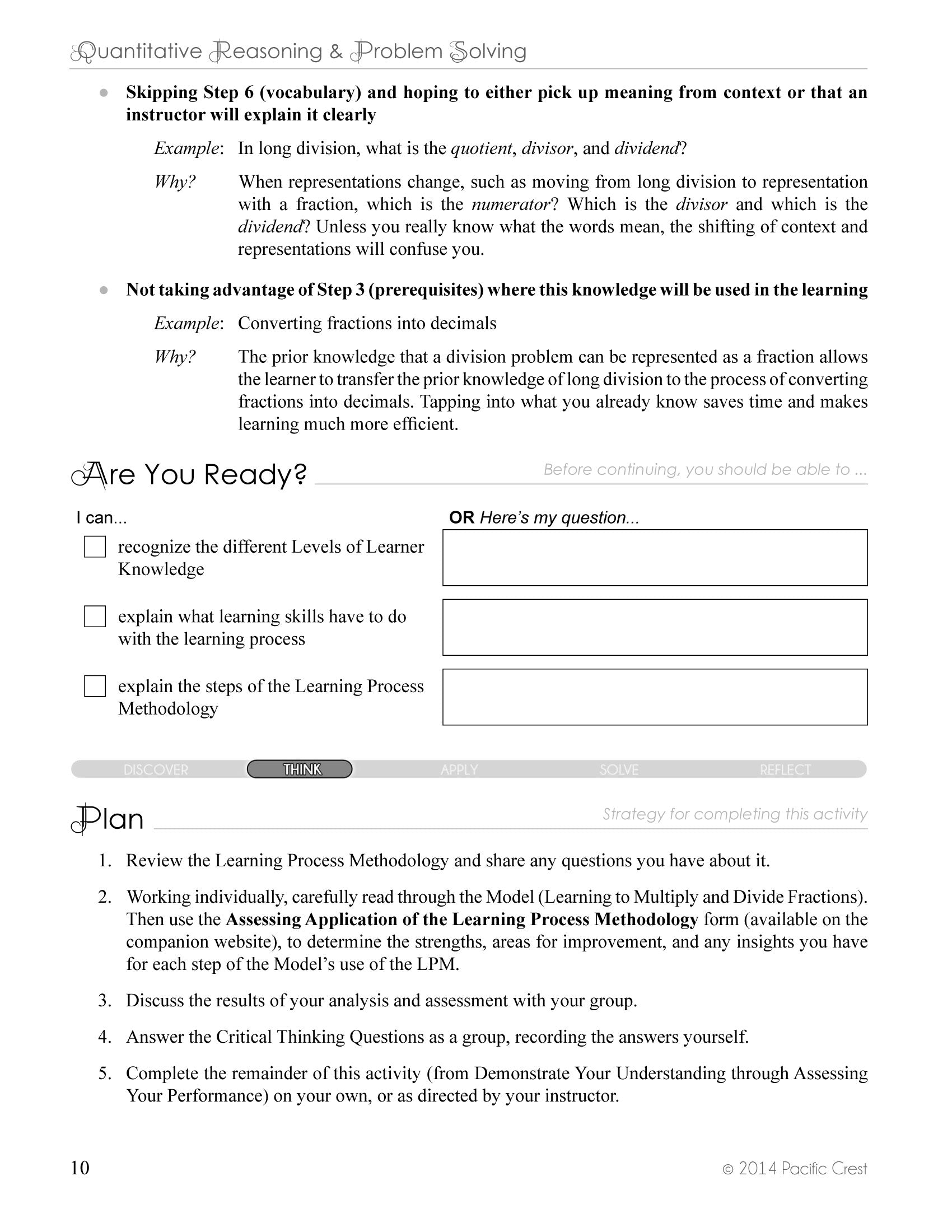 Quantitative Reasoning and Problem Solving